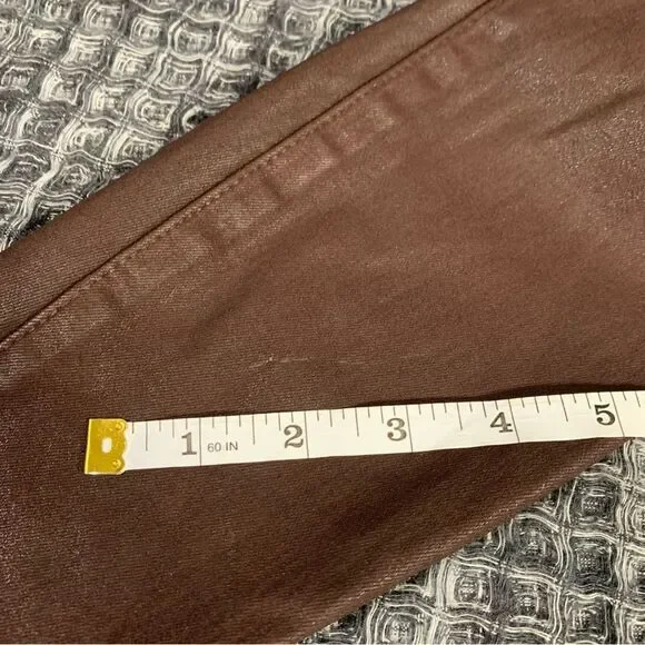 7 FOR ALL MANKIND Coated Brown Ankle Super Skinny High Waist Jeans Waist 25 #773 - Picture 3 of 14